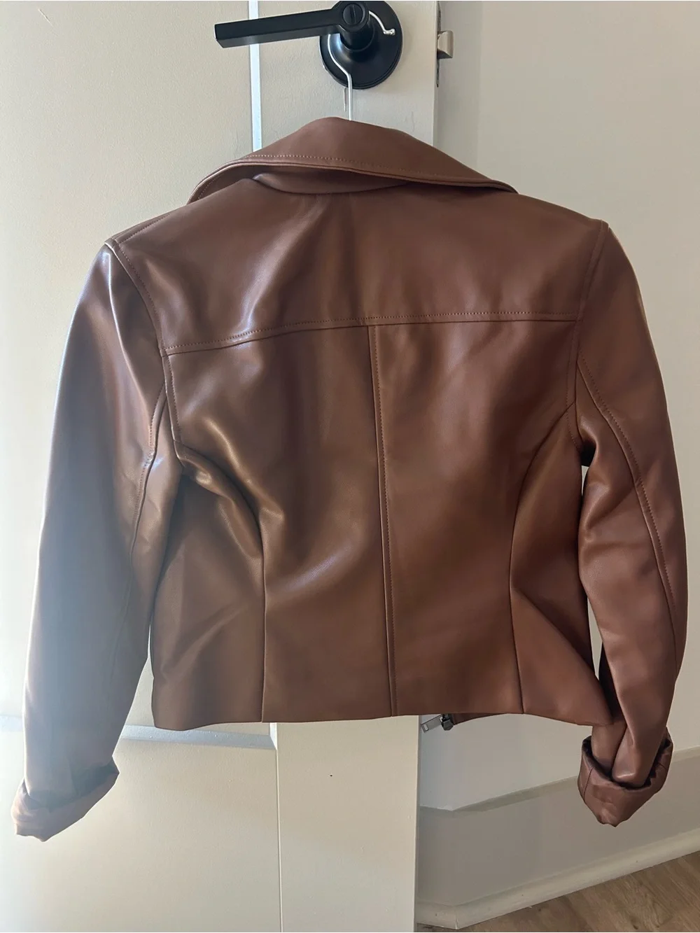 Abercrombie & Fitch Brown Vegan Leather Jacket - Picture 3 of 3